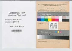 Entnazifizierung Anton Altenbeck, geb. 12.06.1897 (Bergmann)