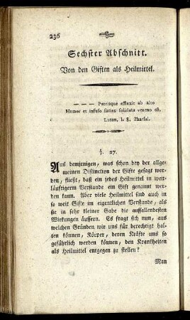 Sechster Abschnitt. Von den Giften als Heilmittel.