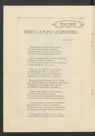 Himno a Puno legendario : Poetas puneños