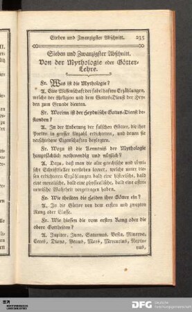 Sieben und Zwanzigster Abschnitt. Von der Mythologie oder Götter-Lehre.