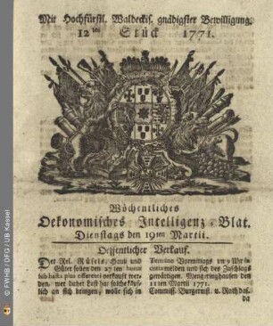 12tes Stück, Dienstags den 19ten Martii 1771