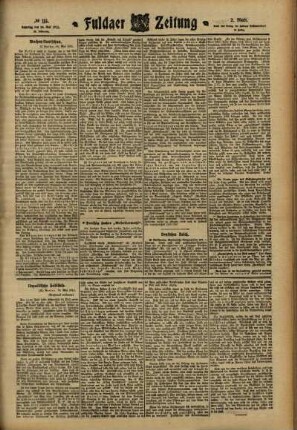 Zweite Ausgabe vom Samstag, den 20. Mai 1911.