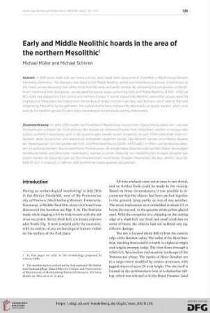 Early and Middle Neolithic hoards in the area of the northern Mesolithic
