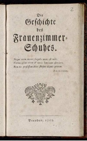 Die Geschichte des Frauenzimmer-Schuhes