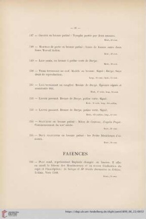 Faiences (Nr. 156 - 172)