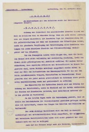 Regelung des Dienstbetriebs, Festlegung der Arbeitszeit