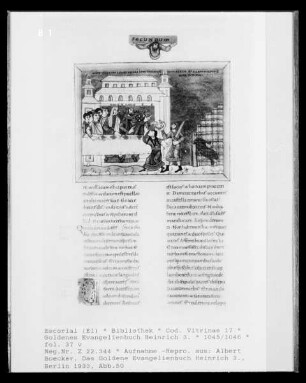 Codex Aureus Escorialensis / Goldenes Evangelienbuch Heinrichs III. — Codex Aureus Escorialensis / Goldenes Evangelienbuch Heinrichs III., Folio 37versoMiniatur