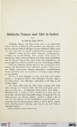 A. von Le Coq (Berlin), Türkische Namen und Titel in Indien