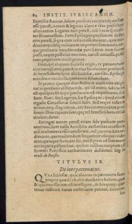 Titulus IX. De iure patronatus.