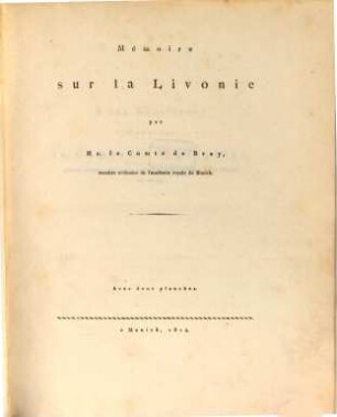 Mémoire sur la Livonie