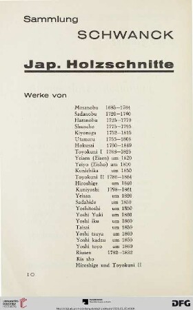 Sammlung Schwanck: Jap. Holzschnitte (Nr. 1-230)