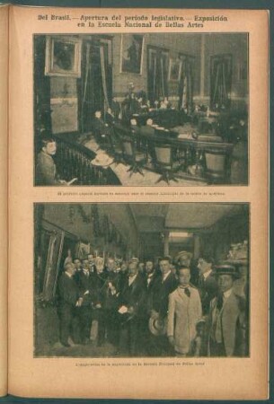 Del Brasil.- Apertura del período legislativo.- Exposición en la Escuela Nacional de Bellas Artes