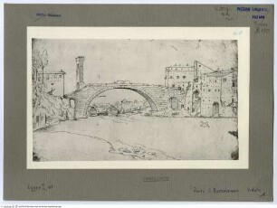 Views of Rome, Bd. VI, Ansicht von Ponte San Bartolomeo (Pons Cestius) stromaufwärts