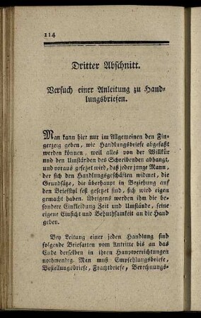 Dritter Abschnitt. Versuch einer Anleitung zu Handlungsbriefen.