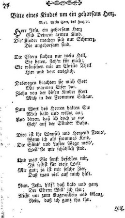 Bitte eines Kindes um ein gehorsam Herz