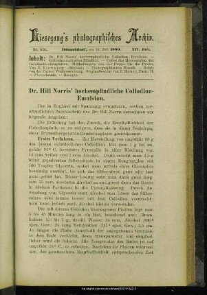 Dr. Hill Norris' hochempfindliche Collodion-Emulsion