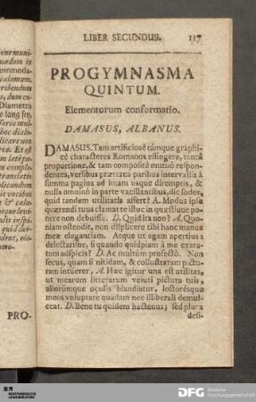 Progymnasma Quintum. Elementorum conformatio.