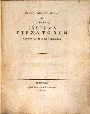 Index alphabeticus in I. C. Fabricii systema piezatorum