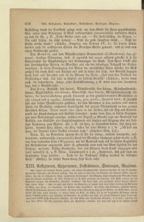 XIII. Reflexionen, Aphorismen, Definitionen, Setenzen, Maximen