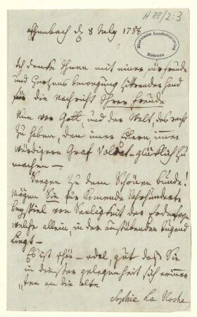 Eigenhändiger Brief mit Unterschrift