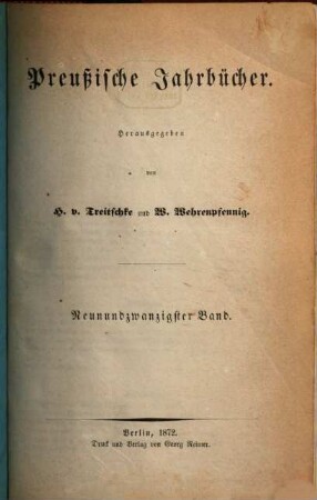 Preußische Jahrbücher. 29, 29. 1872