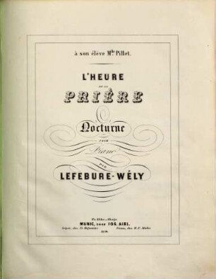 L' heure de la prière : nocturne pour piano