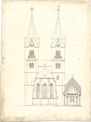 Dolmetsch, Heinrich; Murrhardt ; Ev. Stadtkirche, Restaurierung - Alter Zustand - Ostseite (Ansicht)