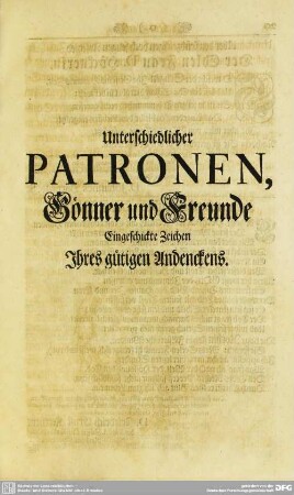 Unterschiedlicher Patronen, Gönner und Freunde Eingeschickte Zeichen Ihres gütigen Andenckens