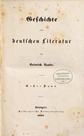 Geschichte der deutschen Literatur, 1