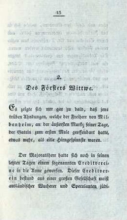 2. Des Försters Wittwe