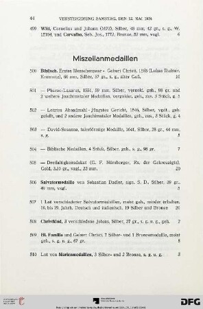 Miszellanmedaillen (Nr. 500-541)