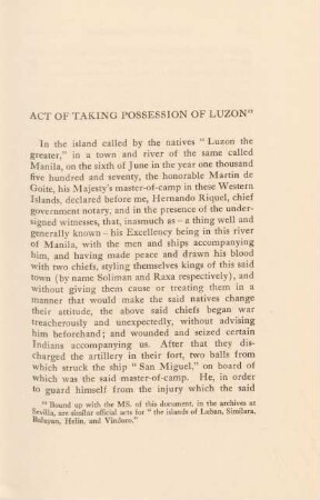 Act of taking possession of Luzon