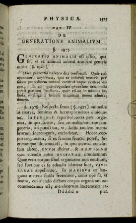 Cap. IV. De Generatione Animalium