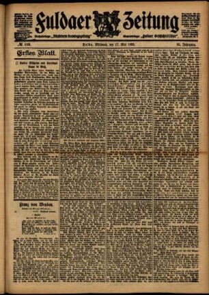 Erste Ausgabe vom Mittwoch, den 17. Mai 1905.