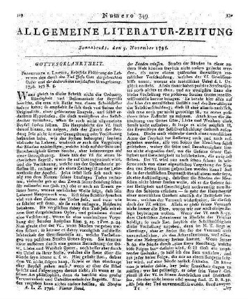 Kritische Erklärung der Lehre von dem durch den Tod Jesu Gott dargebrachten Opfer und der dadurch ihm verschaften Genugthuung. Frankfurt, Leipzig 1796