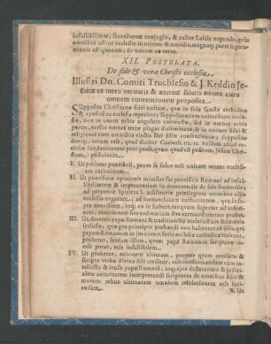 XII. Postulata. De fide & vera Christi ecclesia.