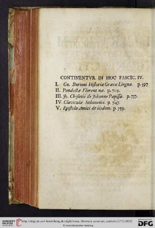 Continentur in hoc fascic. IV