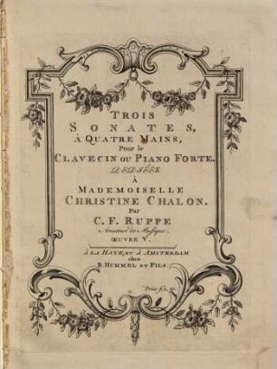 Trois sonates, à quatre mains, pour le clavecin ou piano forte : oeuvre V