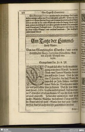 Am Tage der Himmelfarth Mariae