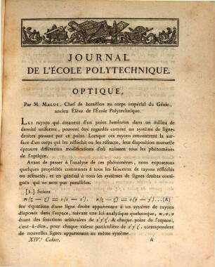 Journal de l'Ecole Polytechnique. 7, 7 = Cah. 14. 1808