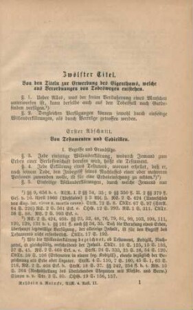 Zwölfter Titel. Von den Titeln zur Erwerbung des Eigenthums, welche aus Verordnungen von Todeswegen entstehen.