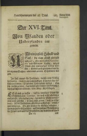 Der XVI. Titul.
