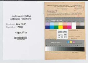 Entnazifizierung Fritz Hilger, geb. 26.05.1906 (Kaufm.Angest.)