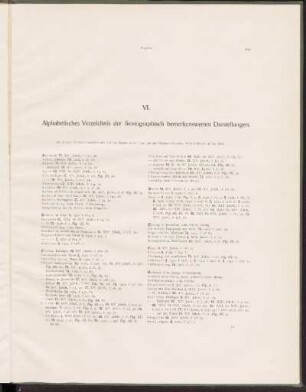 VI. Alphabetisches Verzeichnis der ikonographisch bemerkenswerten Darstellungen.