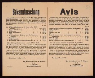 "Bekanntmachung" über die Neufestsetzung der Höchstpreise für Brotgetreide, Mehl, Kleie und Brot. (Z.E.K. 2539/18.)
