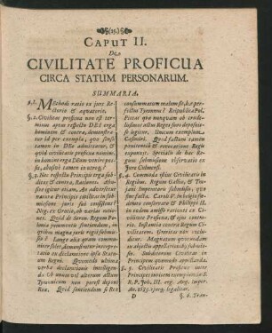 Caput II. De Civilitate Proficua Circa Statum Personarum.