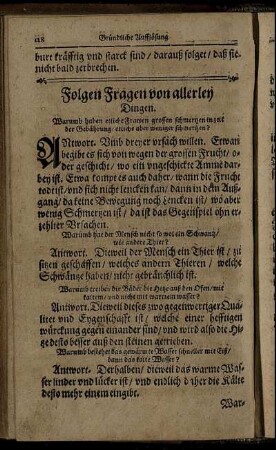 Folgen Fragen von allerley Dingen