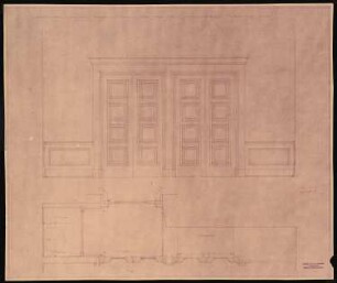 Schloss Posen, Posen Umbau: Ansicht und Grundriss Schrankwand 1:10