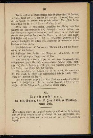 XII. Verhandlung der 133. Sitzung, den 14. Juni 1864, zu Pontwitz, Kreis Oels