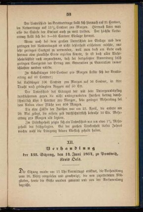 XII. Verhandlung der 133. Sitzung, den 14. Juni 1864, zu Pontwitz, Kreis Oels